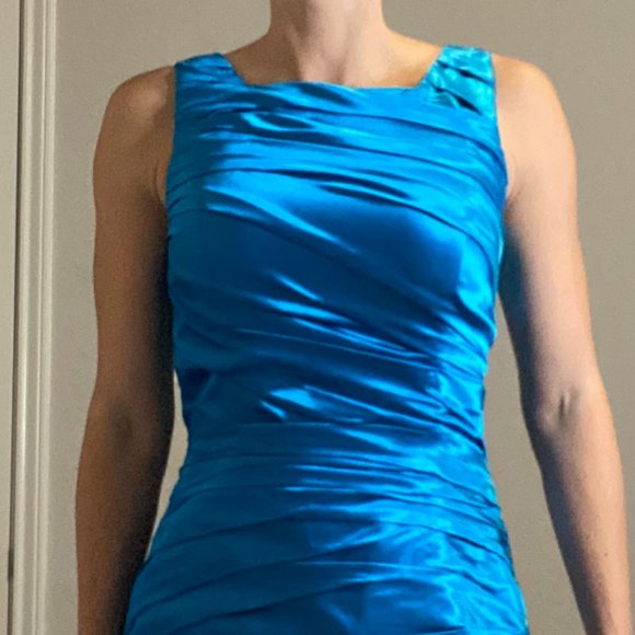 Aqua blue satin dress - Picture 11 of 12
